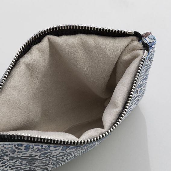 custom leather clutch detail