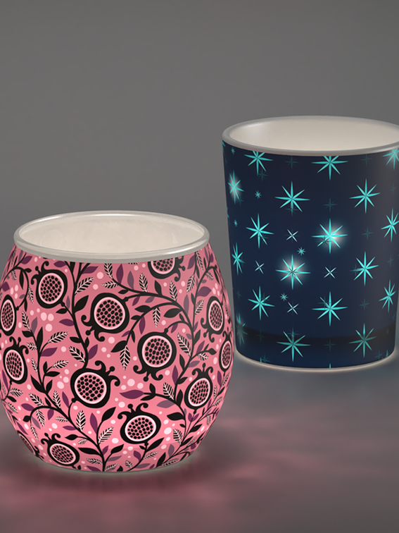 ceramic tealight candle holders in the dark