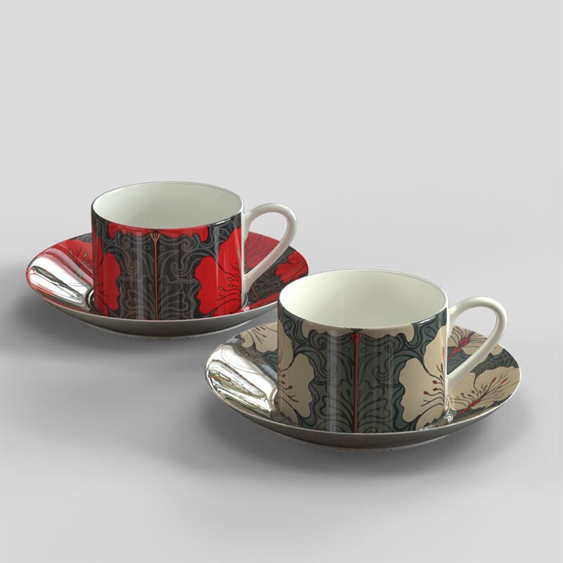 printed cups with saucers