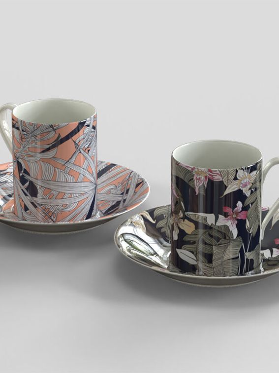 printed cup with saucer set