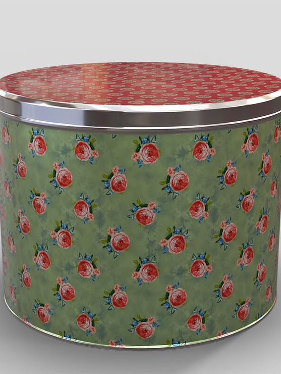 Boîte ronde personnalisée avec un motif floral