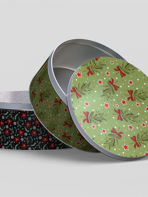 custom printed round tins with lids