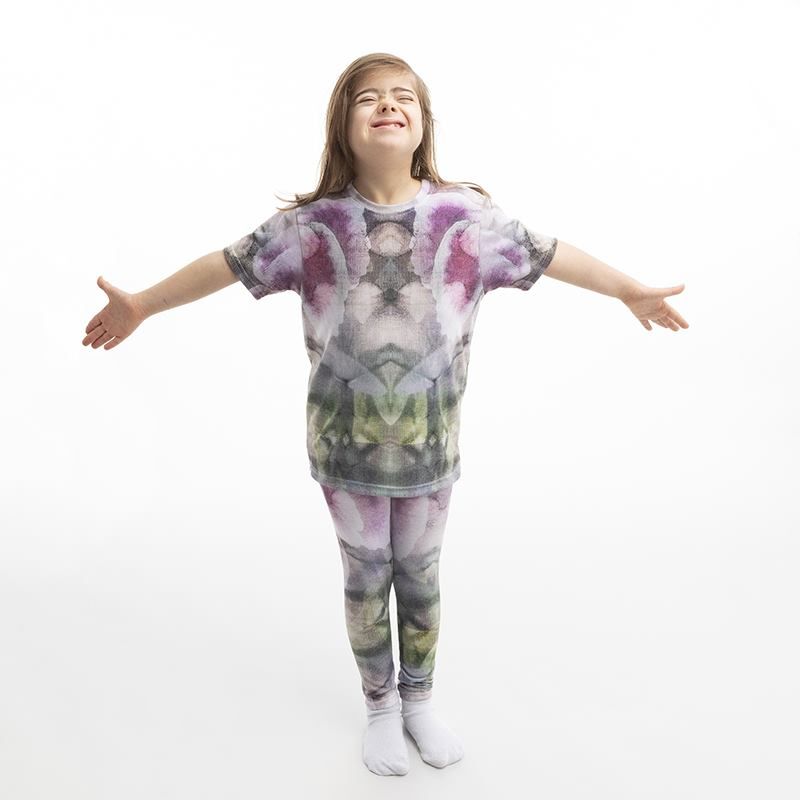 Front view of colourful custom kids leggings