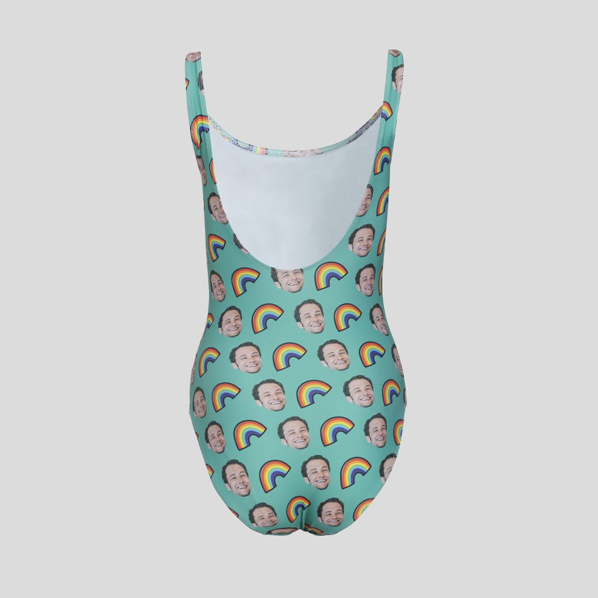 Maillot De Bain Bikini Personnalisé Femme - Haut Une Épaule Court Et Taille Haute Imprimé Visage - Vacances Plage