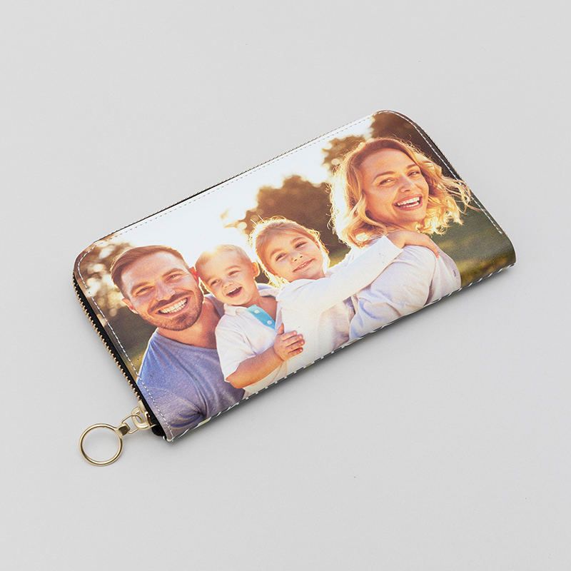 personalized leather photo wallet