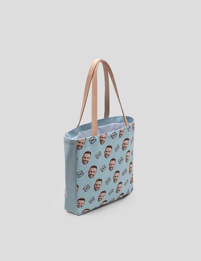 shopper bag with face on it