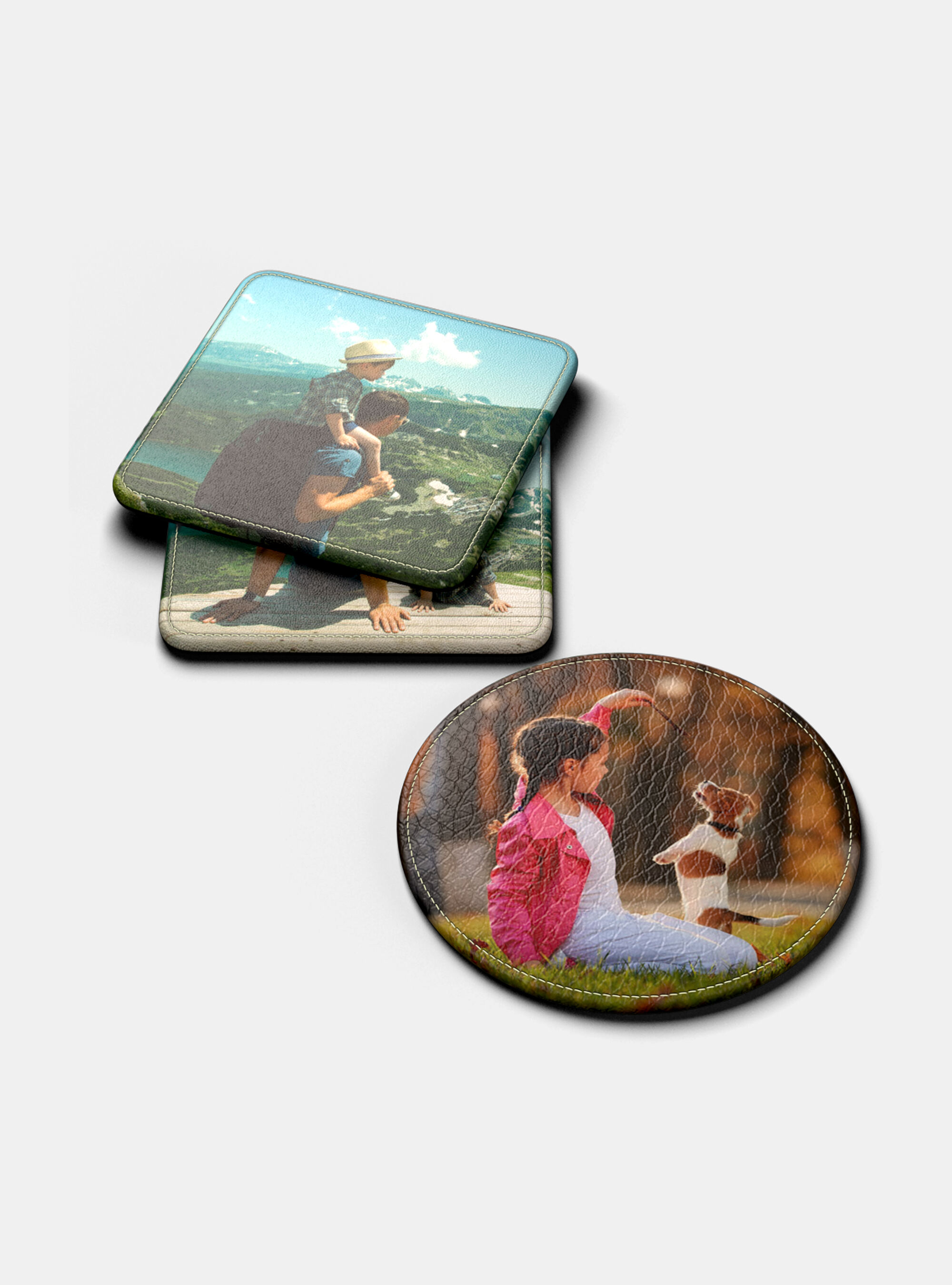 personalised leather coasters