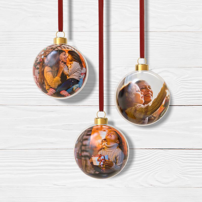 personalised photo baubles