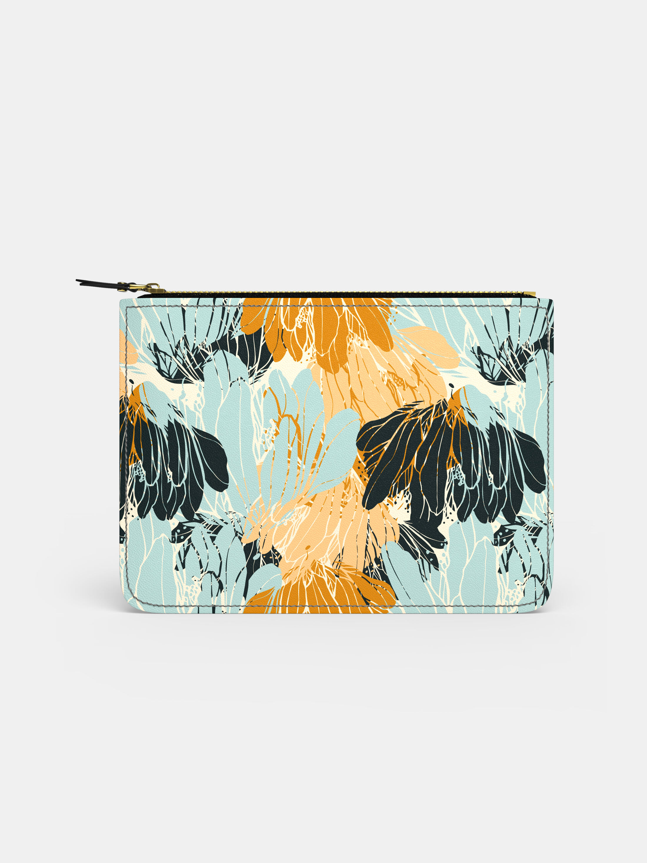 leren pouch tas met print