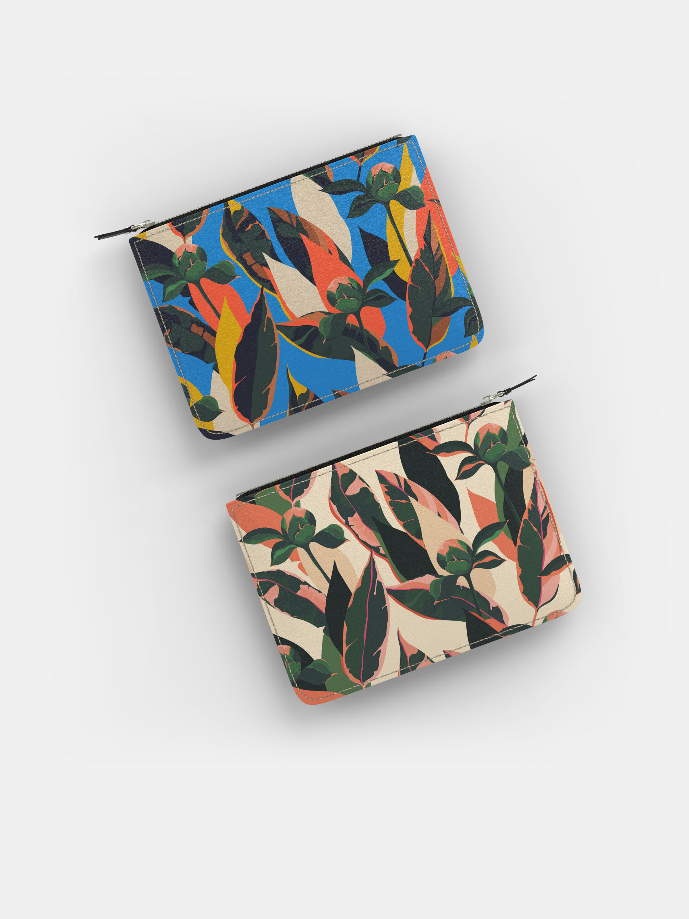 Petite pochette en cuir imprimée