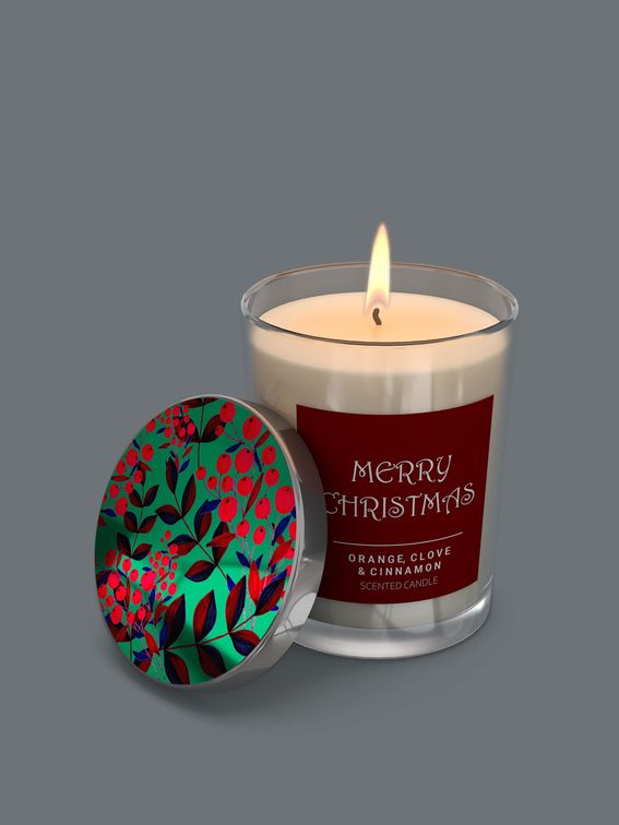 Custom glass candle, UK with floral design