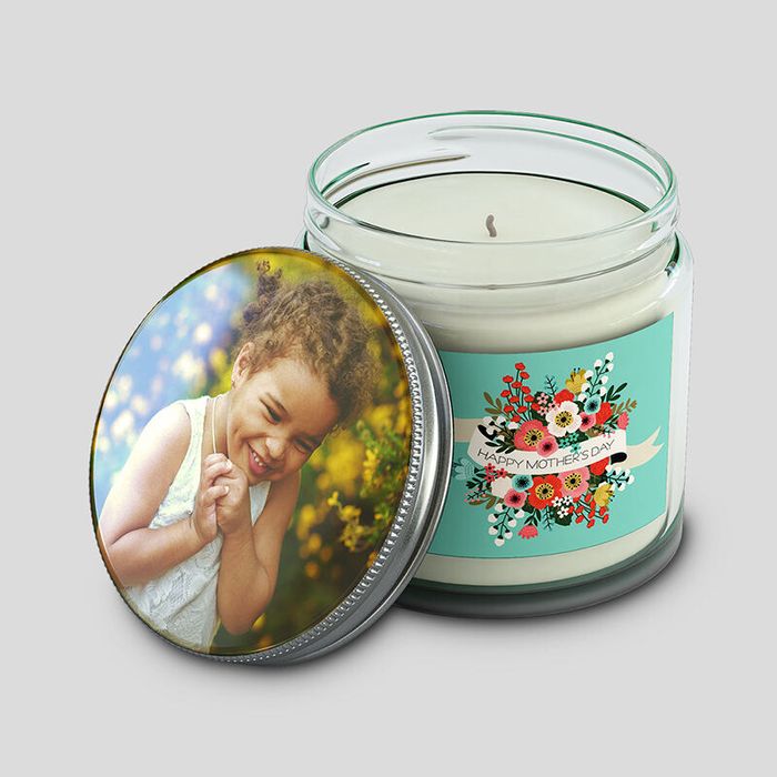 Photo Jar Candle lid and candle