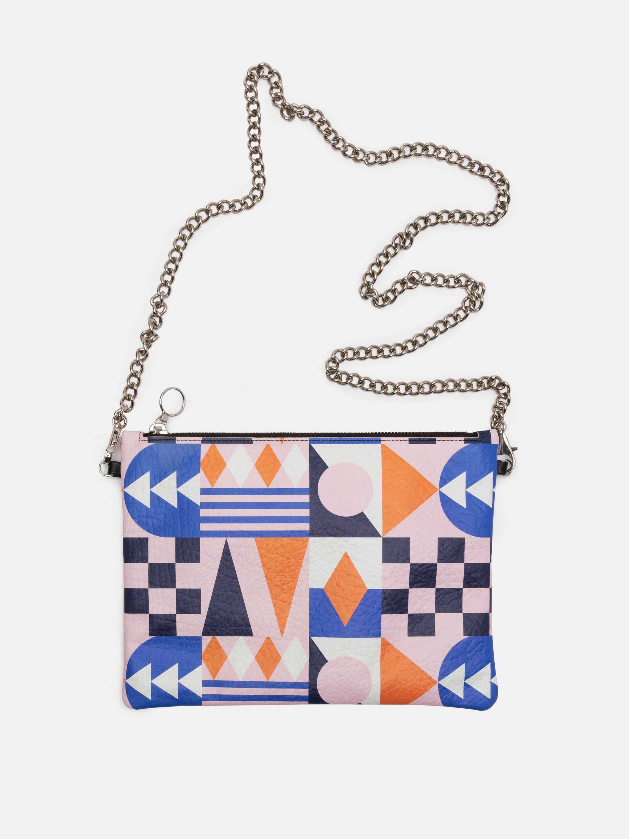 custom cross body bag silver chain strap