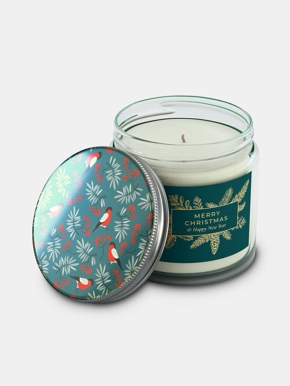candela in barattolo e coperchio personalizzati