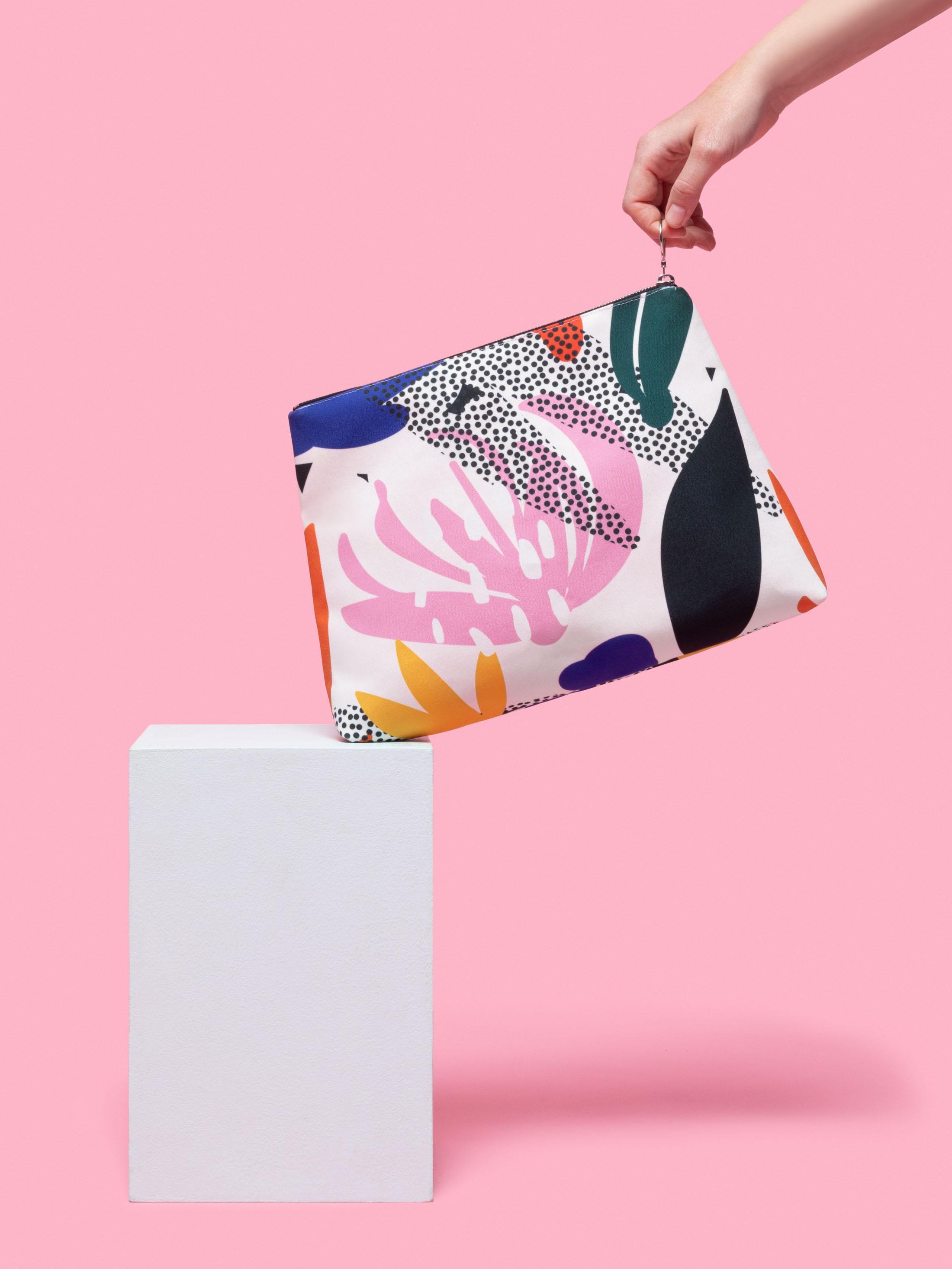 custom printed leather clutch