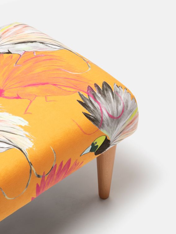 Custom footstool with detailed print