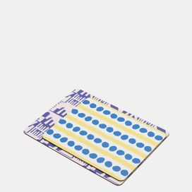 custom printed placemats with blue and yellow pattern