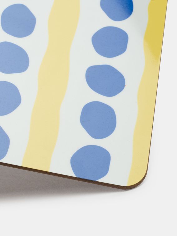 Blue Polka and Yellow Lining personalised  Placemats