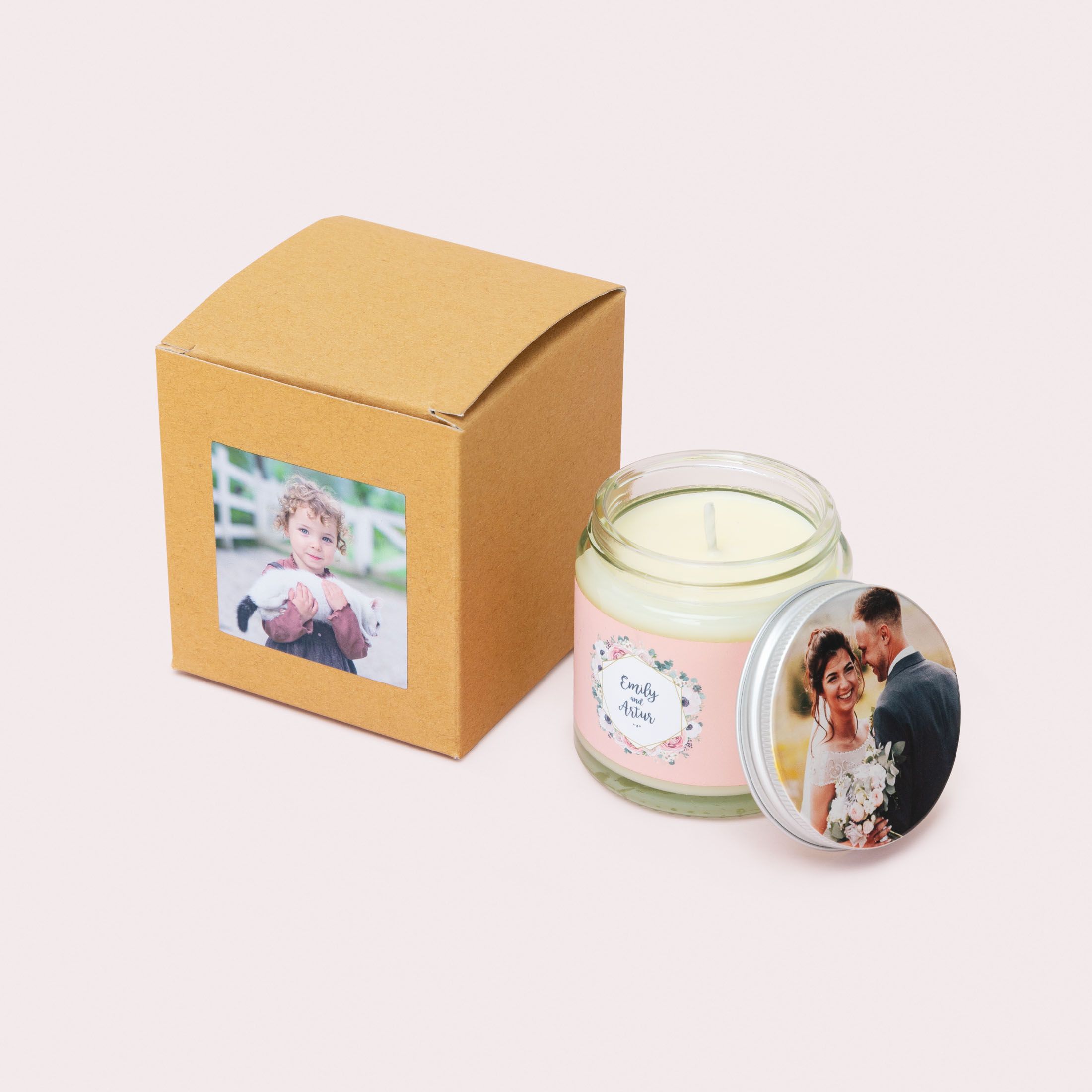 candle with photo