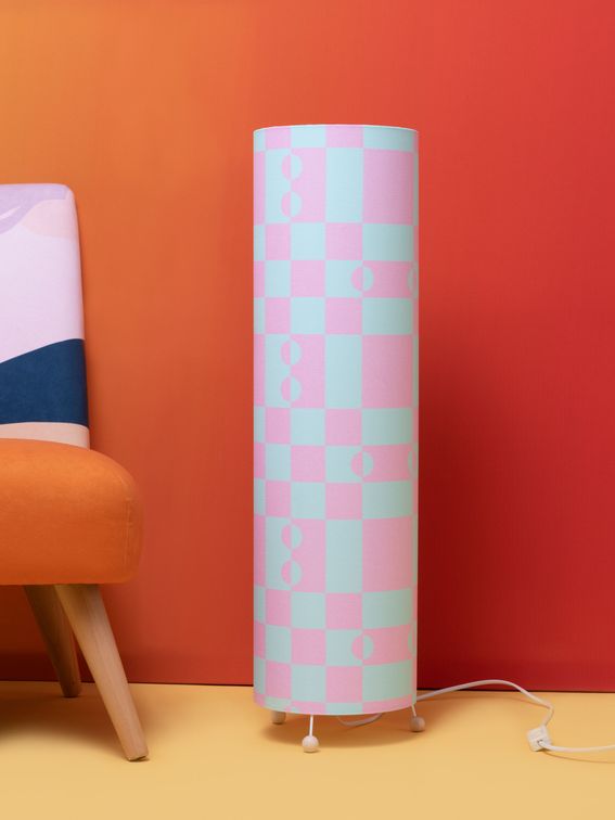 custom lamp size comparison next to chair
