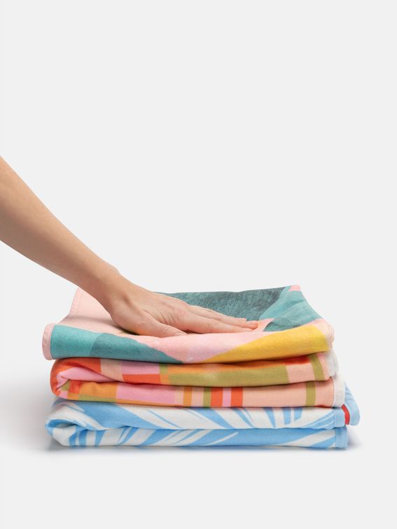 bathroom towel pile