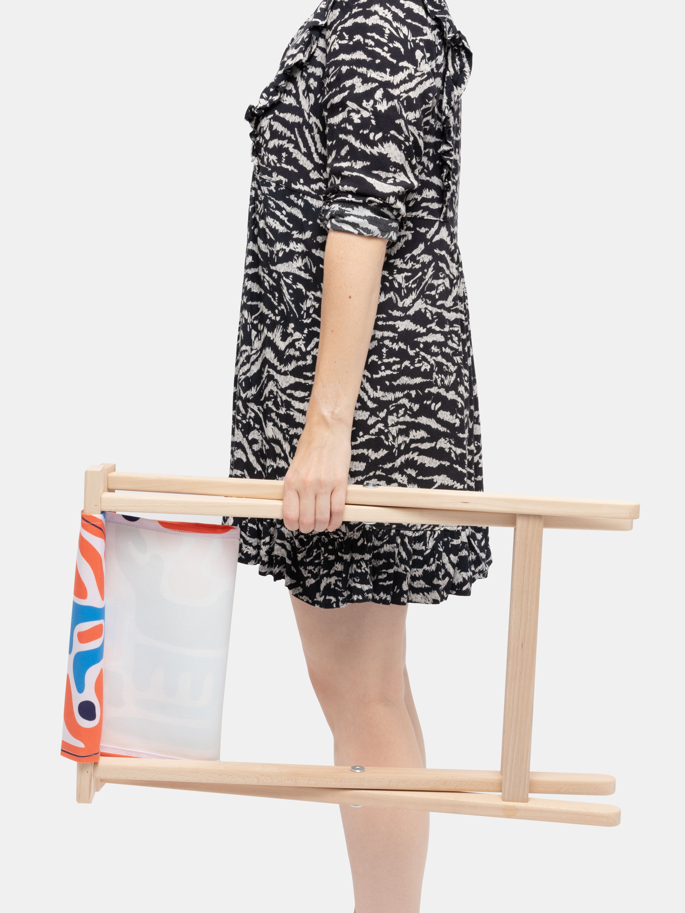 close up details of folding chairs woodwork