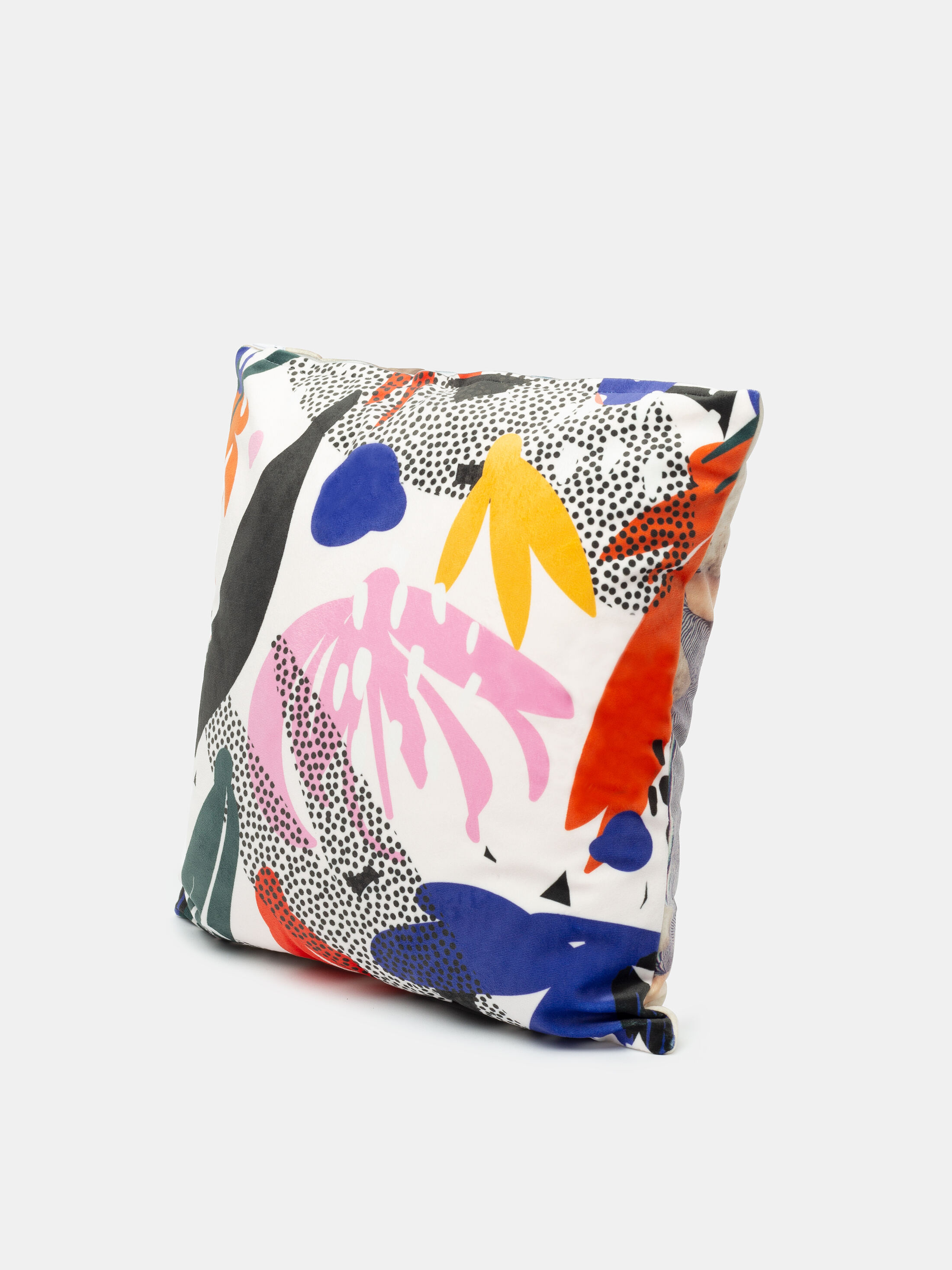 ジッパー付き　クッションのクロースアップ