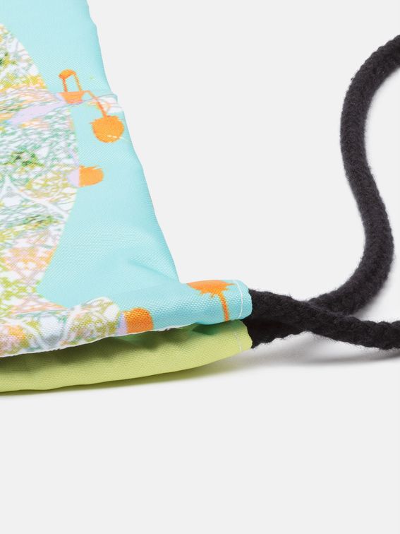 custom cinch sacks with pink floral artwork