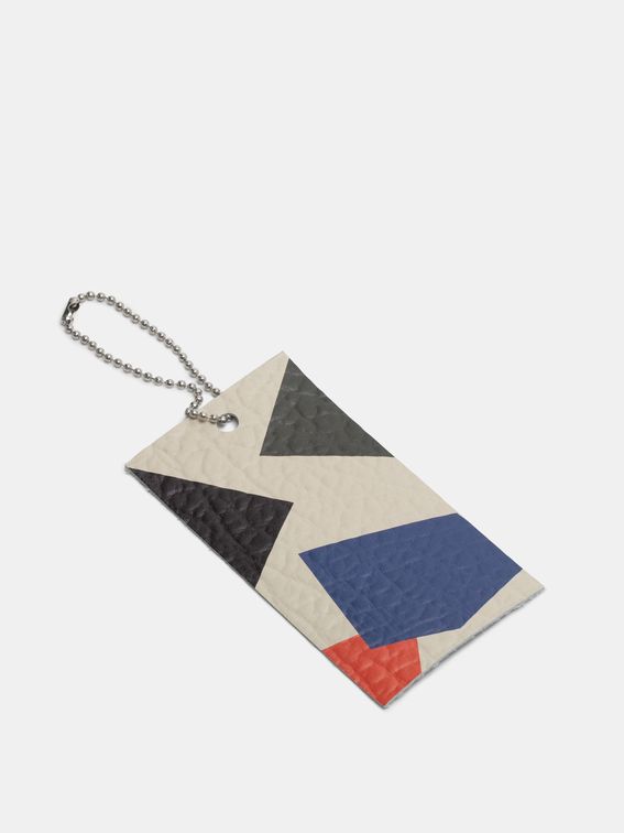 detail printed leather tag charm