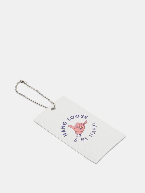 Printed leather tag reverse detail