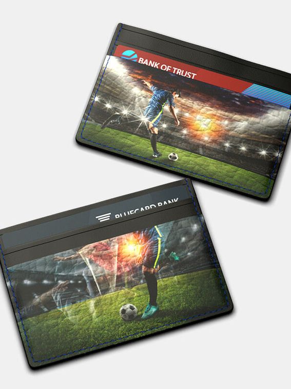 Porte-cartes en cuir personnalisé avec une équipe