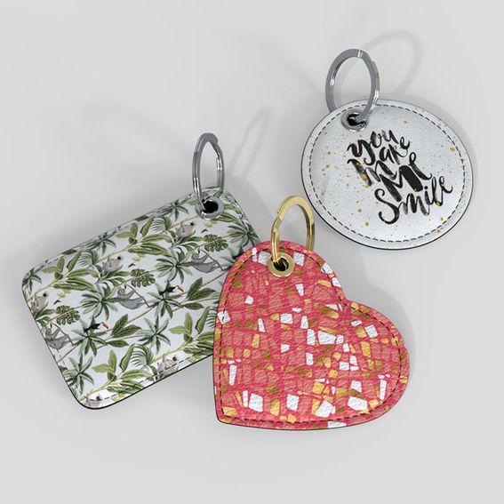 Luxury designer keyrings round, heart & rectangle shape