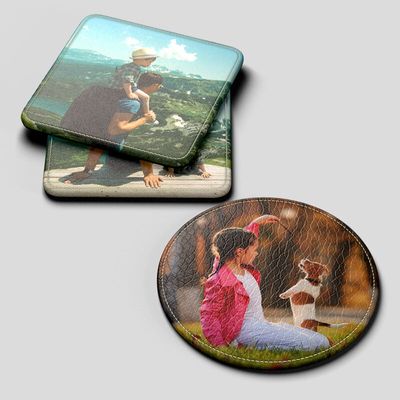 personalised leather coasters