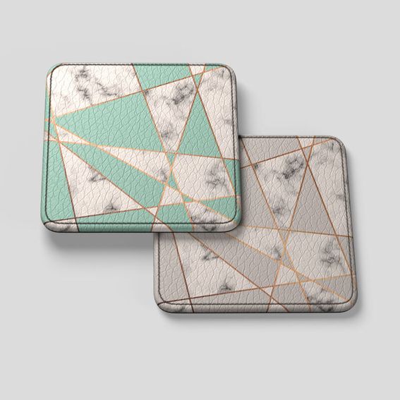 Handmade custom printed leather coasters