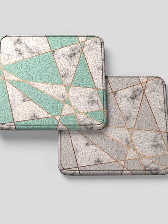 Handmade custom printed leather coasters