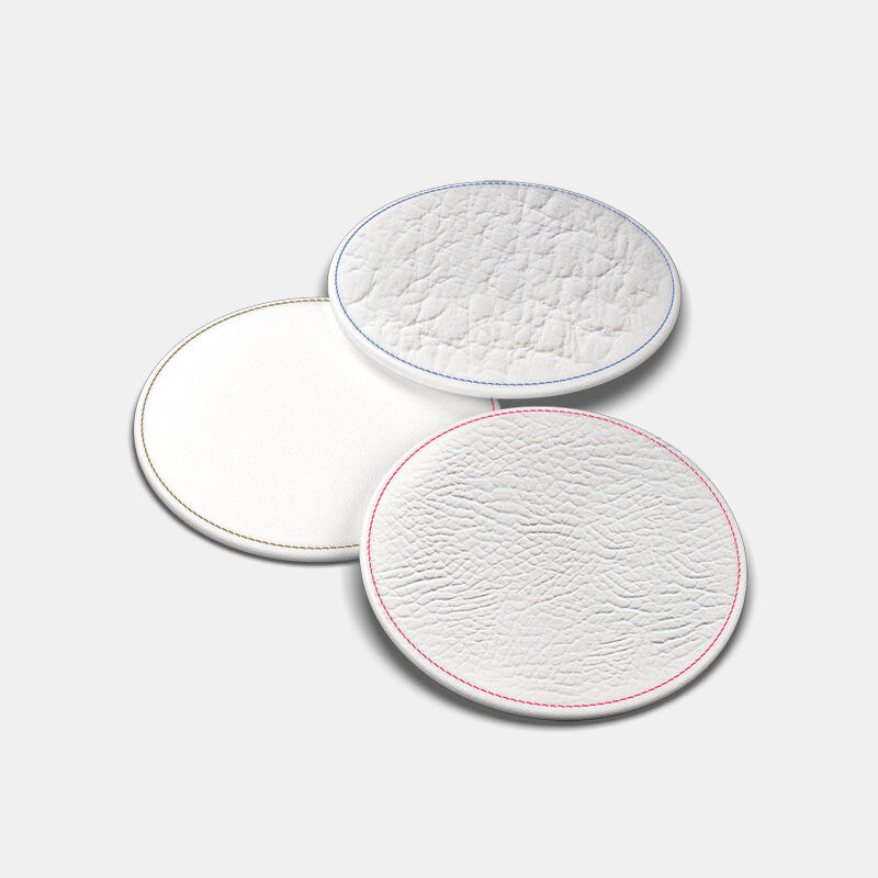 hand stitched leather coasters
