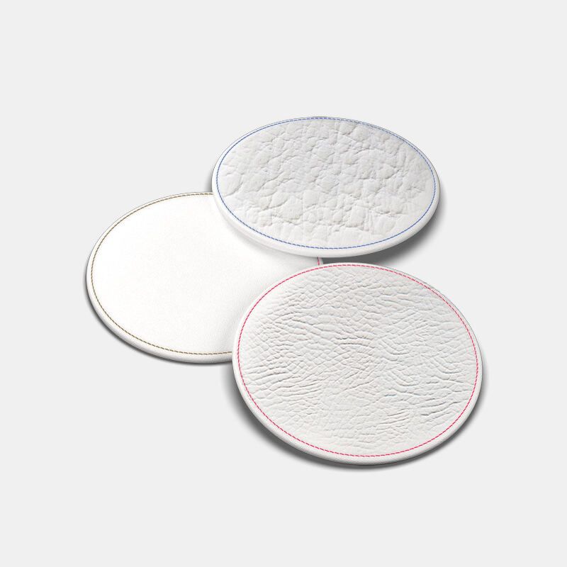 handmade leather coasters with different leathers