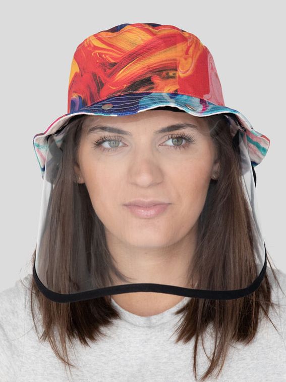 Gesichtsschutzschirm mit Hut bedrucken