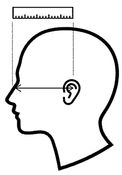 Measurement 1: Middle of nose to behind ear (one side)