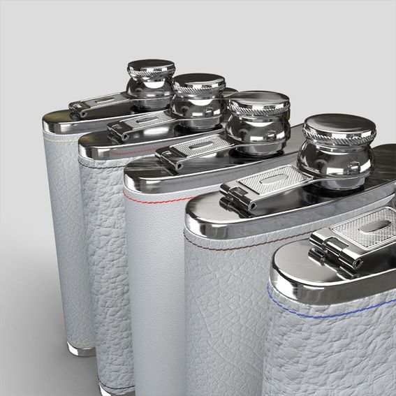 leather custom hip flask