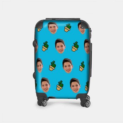 put your face on a suitcase