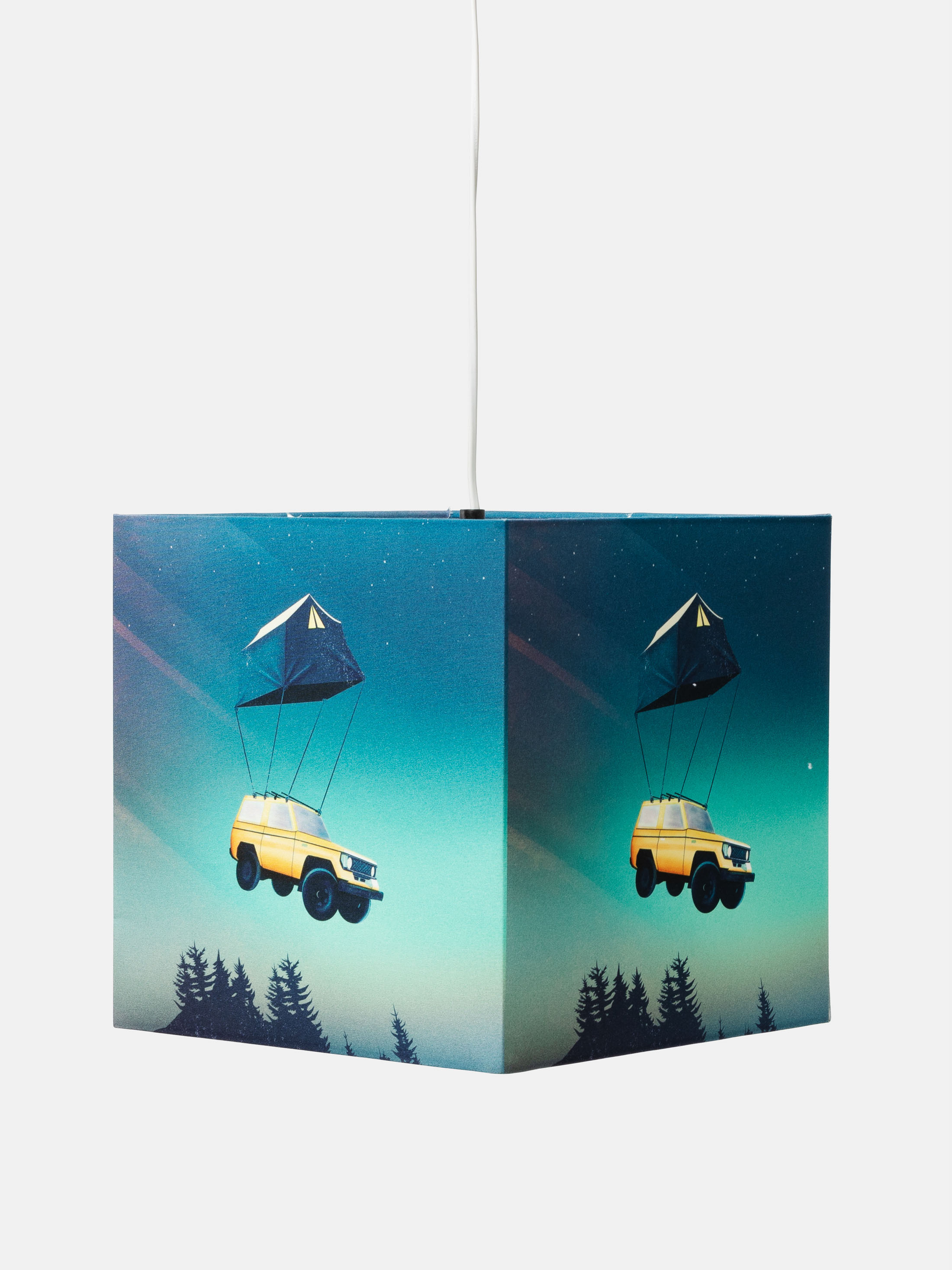 blue square lamp shade