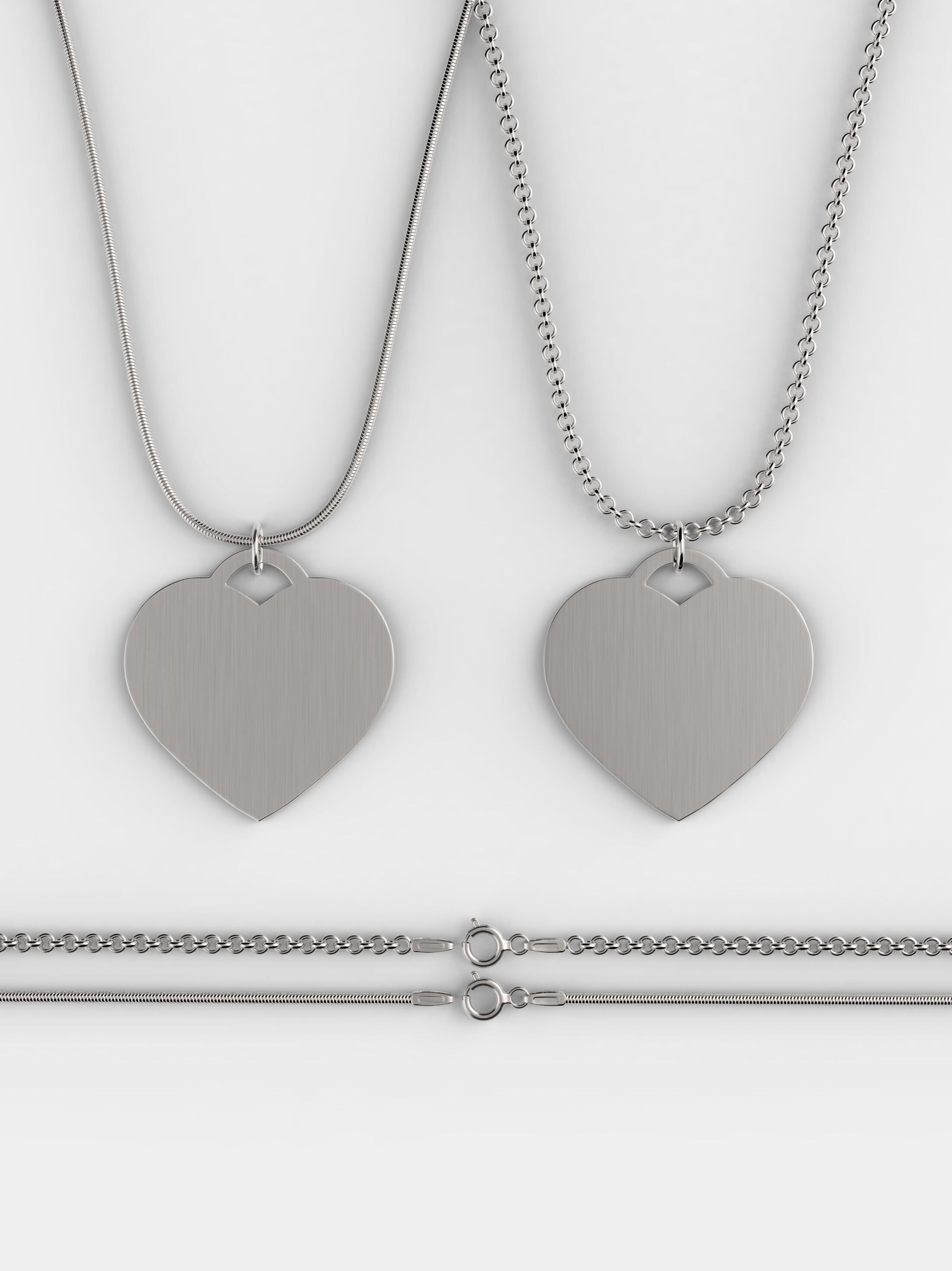custom silver heart necklace options