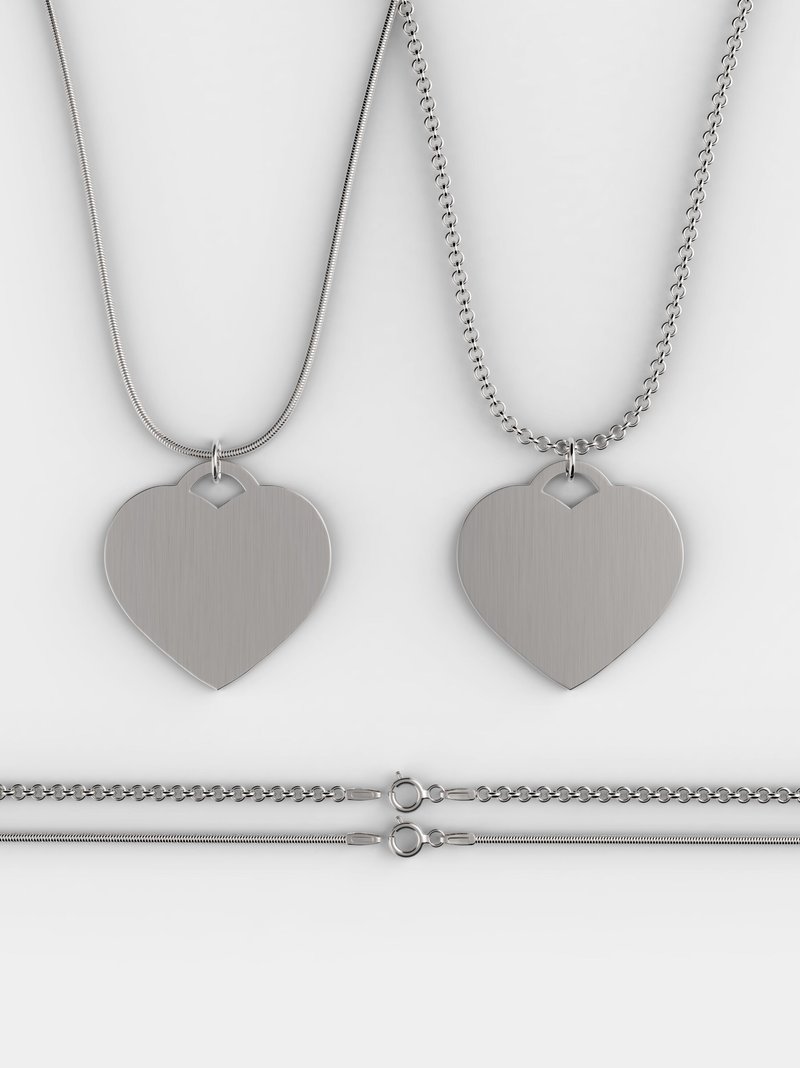opzione di catenina della collana cuore in argento personalizzata