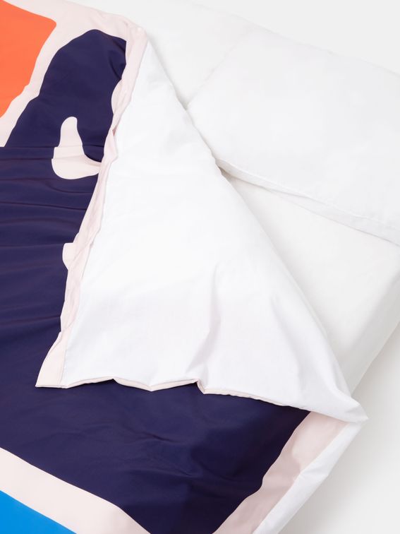 corner detail of custom bedding