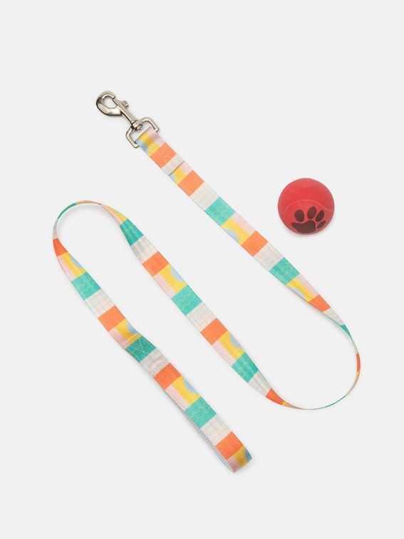 custom dog leads next to pet bed and dog bowl