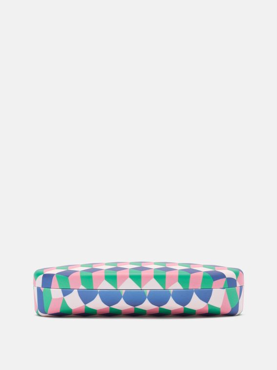 close up details of custom glasses case where felt lining meets the case