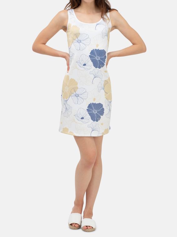 プリント ノースリーブ ワンピ