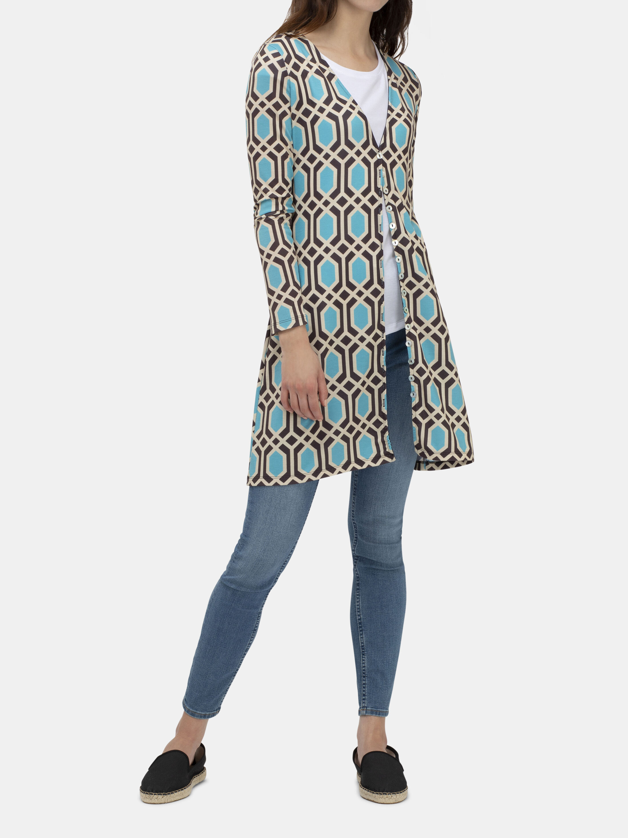 langer cardigan bedruckt