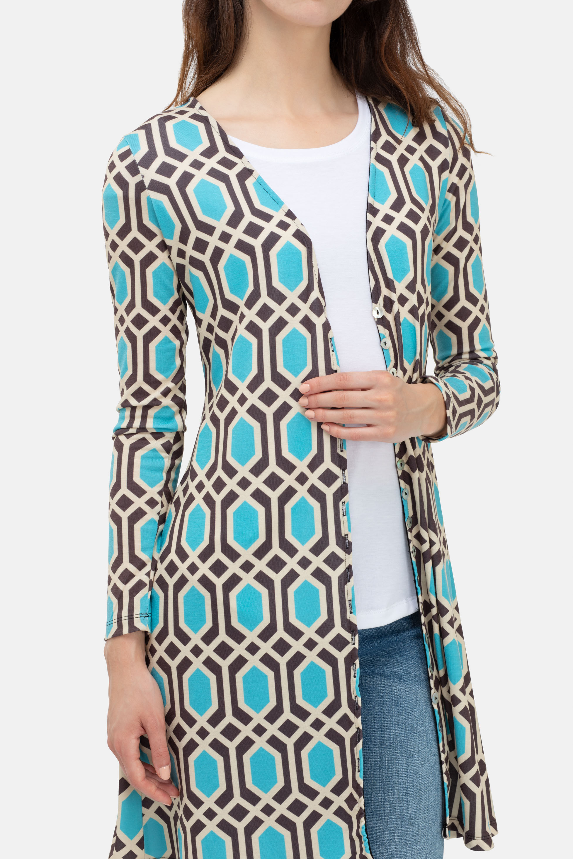 women printed cardigan